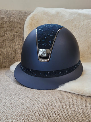 Samshield 2.0 Casque d'équitation Miss Shield Shadowmatt Crystal Leaf 5 Cristaux Marine