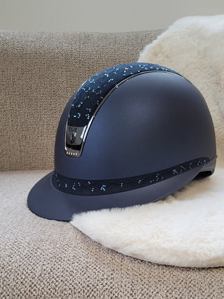 Samshield 2.0 Casque d'équitation Miss Shield Shadowmatt Crystal Leaf 5 Cristaux Marine