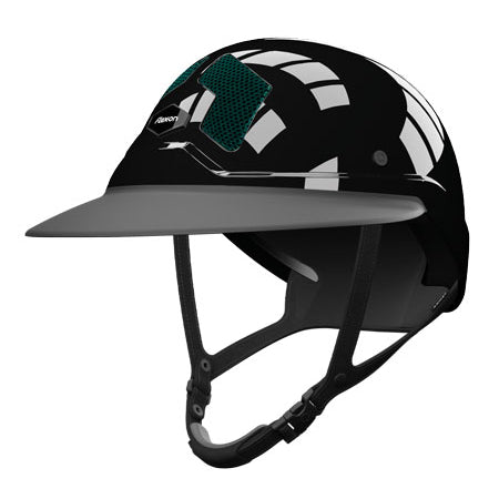 Flex-on Armet Paardrijhelm Star Angel Zwart Polo Klep Dark Green Grids Zwarte Kinband Zwart