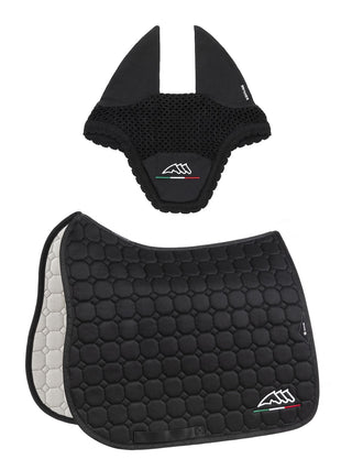 Ensemble tapis de selle et bonnet anti-mouches Equiline Eqflaggy Dressage Noir