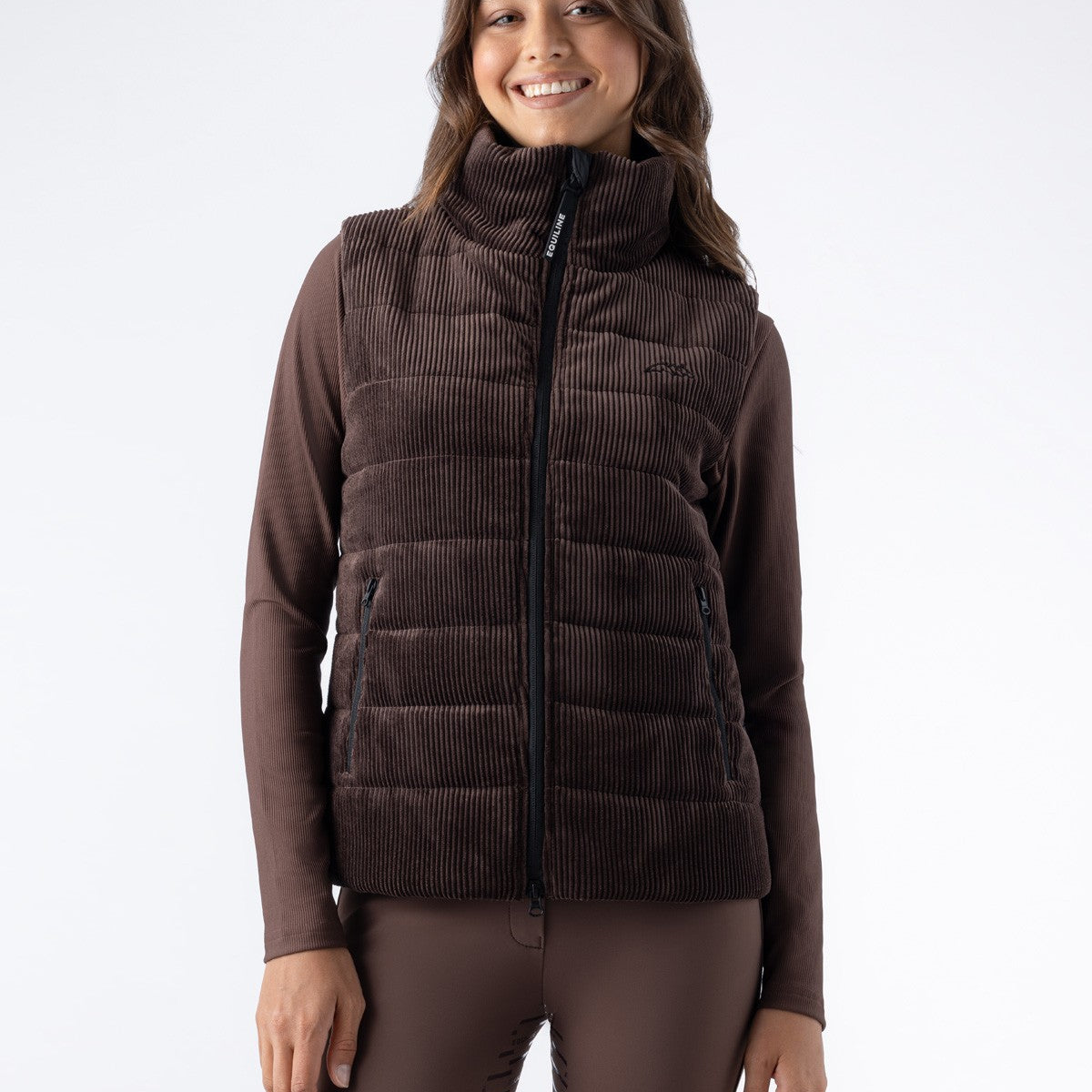 Equiline Bodywarmer Femme Légèrement Matelassé Eqsit Cocoa Powder