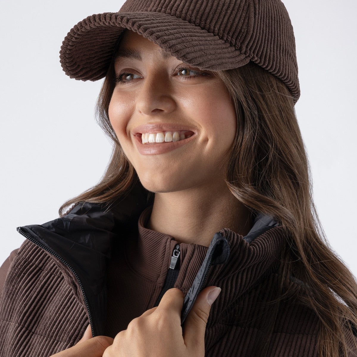 Equiline Casquette Femme Velours Côtelé Eqfalt Cocoa Powder