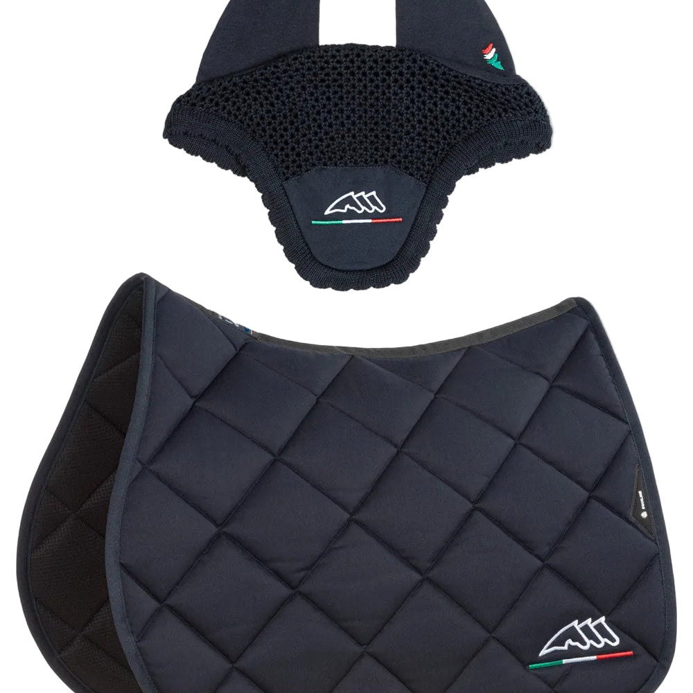 Equiline Set Zadeldek en vliegenmuts Rombo Logo IT Navy full