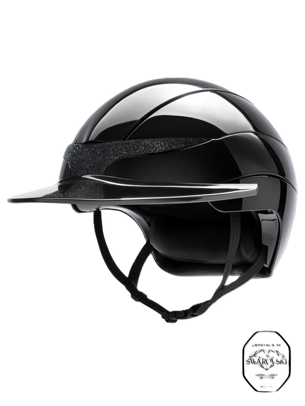 Equiline Paardrijhelm Xanto Sun Visor Gloss Swarovski Zwart Zwart