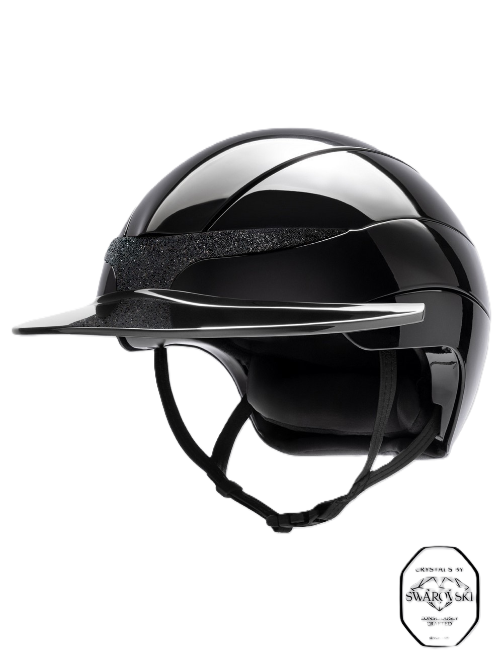 Casque d'équitation Equiline Xanto avec visière soleil Gloss Swarovski Noir