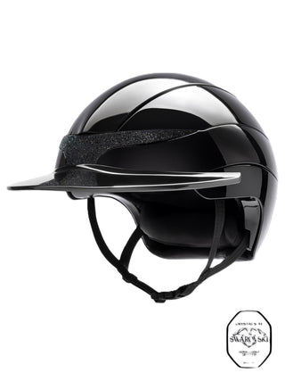 Casque d'équitation Equiline Xanto avec visière soleil Gloss Swarovski Noir