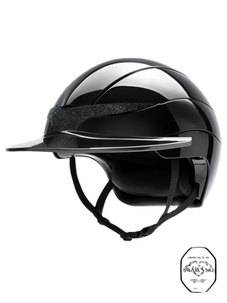 Casque d'équitation Equiline Xanto avec visière soleil Gloss Swarovski Noir