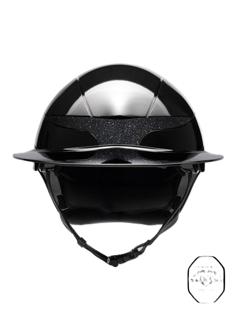 Casque d'équitation Equiline Xanto avec visière soleil Gloss Swarovski Noir