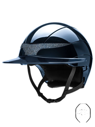 Casque d'équitation Equiline Xanto avec visière soleil Gloss Swarovski Bleu