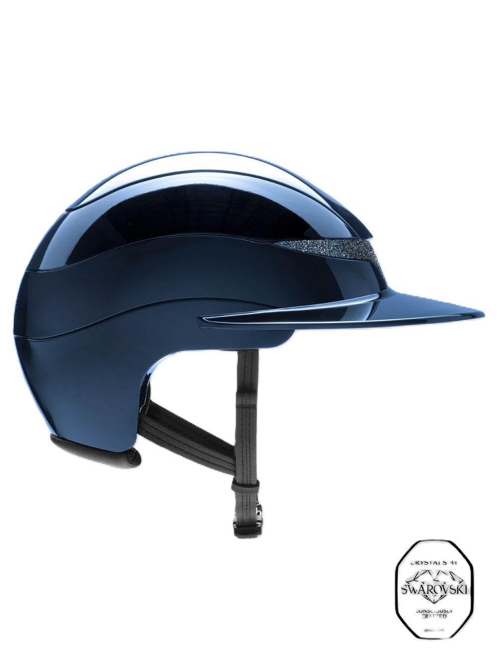 Casque d'équitation Equiline Xanto avec visière soleil Gloss Swarovski Bleu