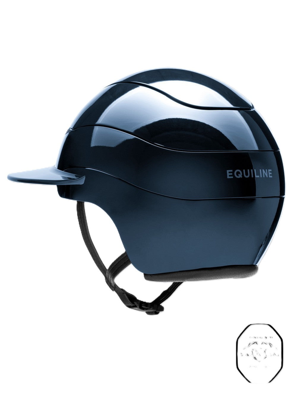 Casque d'équitation Equiline Xanto avec visière soleil Gloss Swarovski Bleu