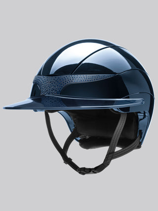 Casque d'équitation Equiline Xanto avec visière soleil Gloss Strass Bleu
