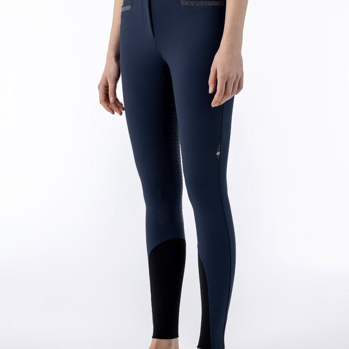 Equiline rijbroek dames full grip hoge band Crystalef Navy Navy