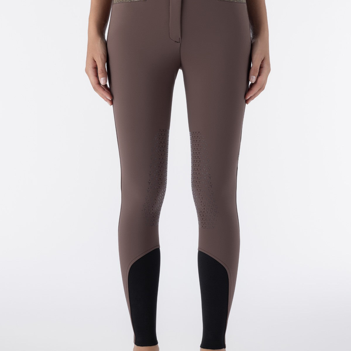 Equiline Pantalon d'Équitation Femme Knee Grip Taille Haute Crystalek Cocoa Powder