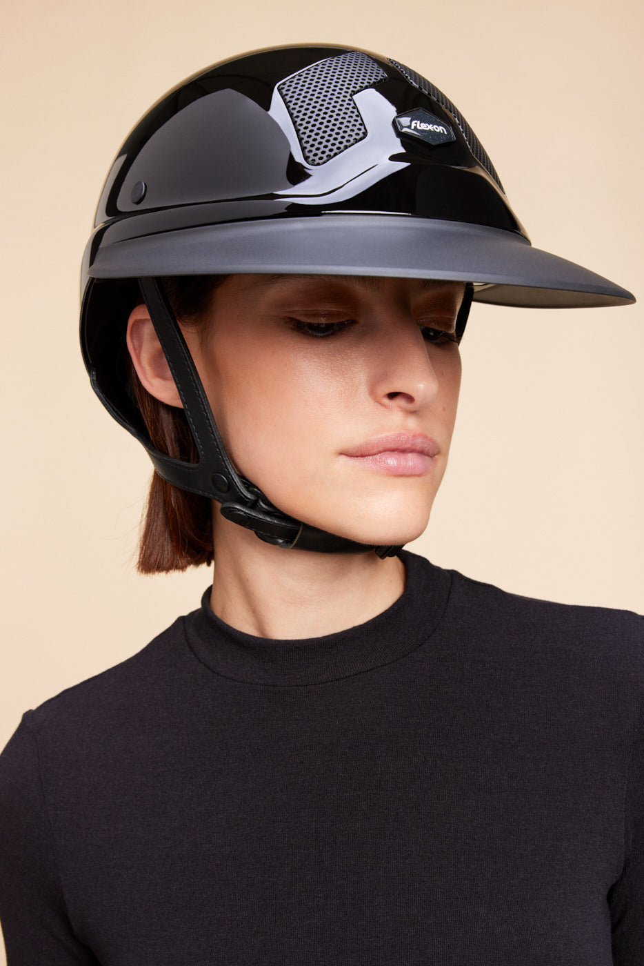 Flex-on Armet Paardrijhelm Star Angel Zwart Polo Klep Zwarte Kinband