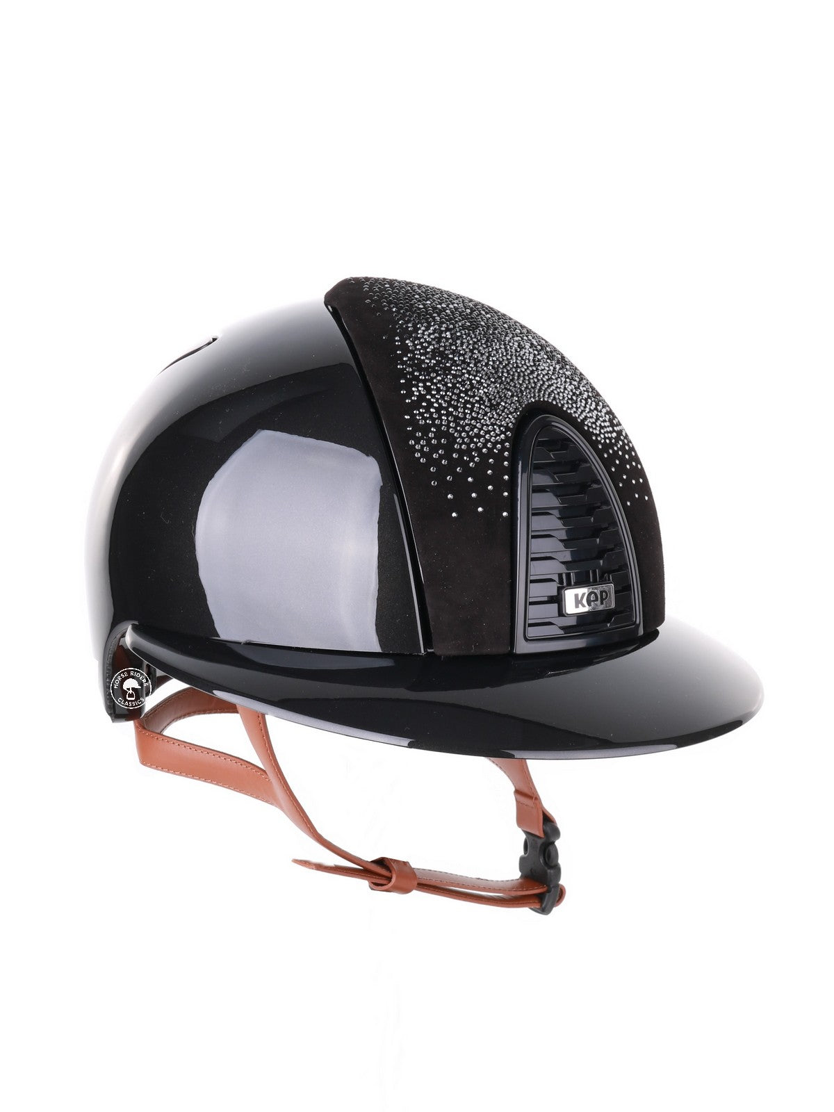 Casque Kep Italia Cromo 2.0 Shine Polo Noir RAW Frame Shaded Silver Insert Beige Jugulaire