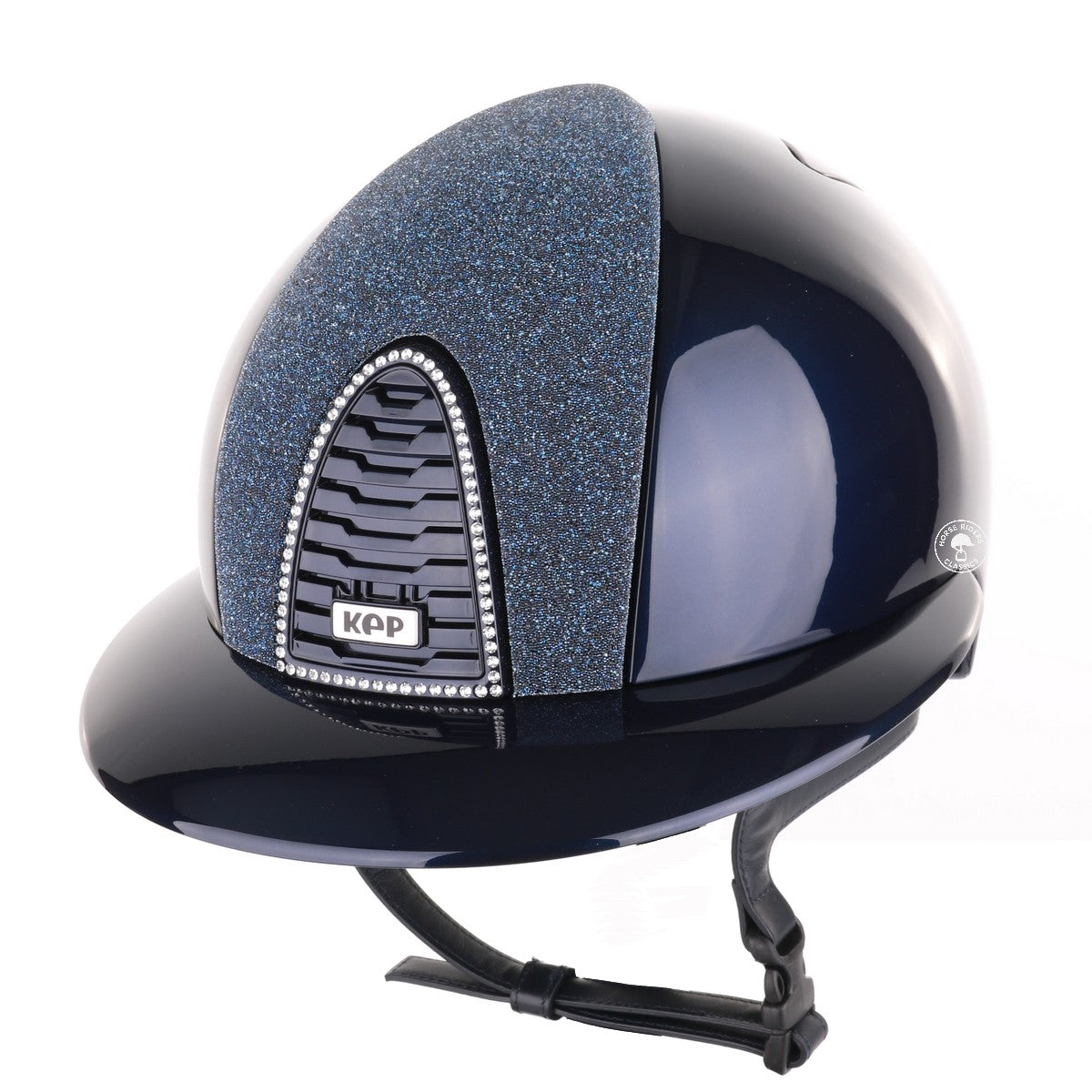 Kep Italia Paardrijhelm Cromo 2.0 Polish Polo Klep Blauw Swarovski Frame Vanity Insert Blauw