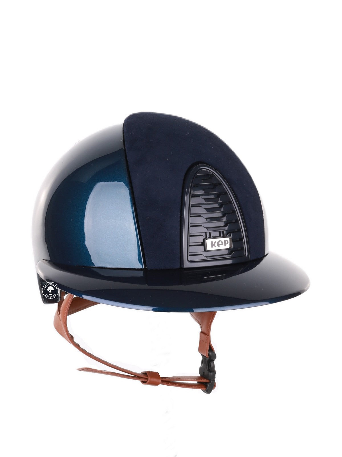 Casque Kep Italia Cromo 2.0 Shine Polo Bleu RAW Frame Suede Blue Insert Beige Jugulaire