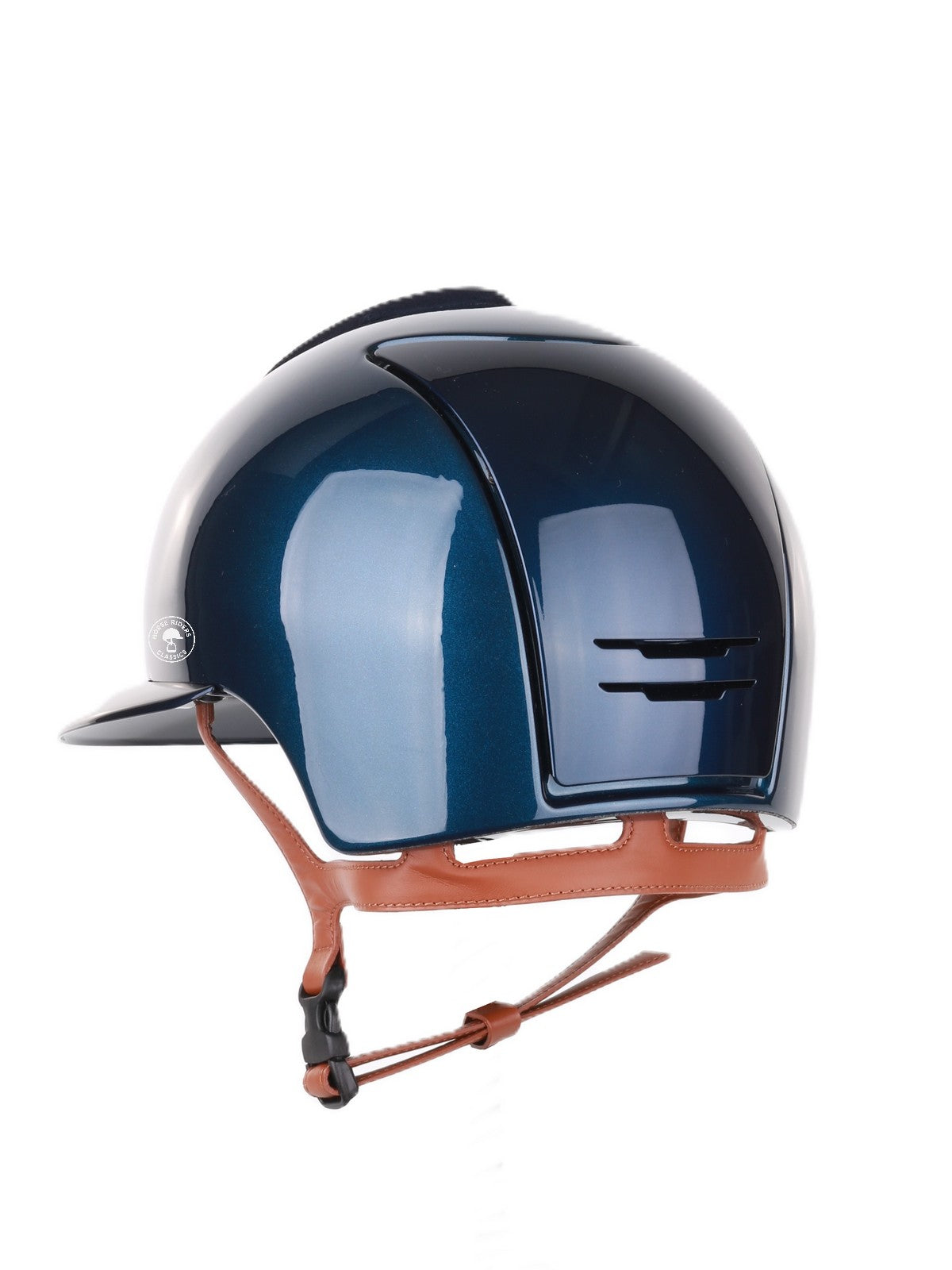 Casque Kep Italia Cromo 2.0 Shine Polo Bleu RAW Frame Suede Blue Insert Beige Jugulaire
