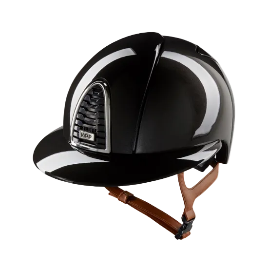 Kep Italia Paardrijhelm Cromo 2.0 Shine Polo Klep Zwart Chrome Frame Beige Kinband Zwart