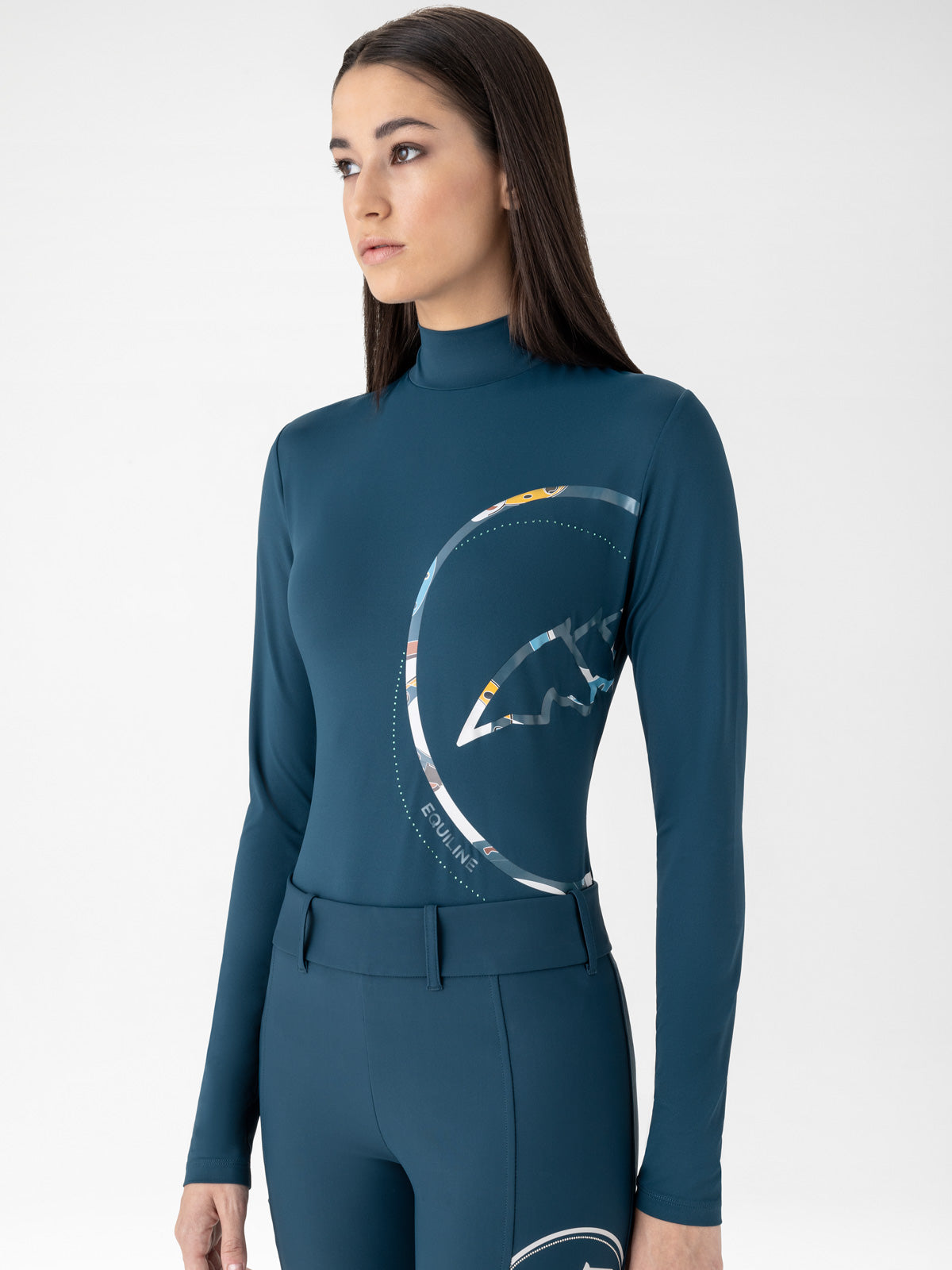T-shirt d'entraînement Equiline seconde peau femmes Eblec Legion Blue