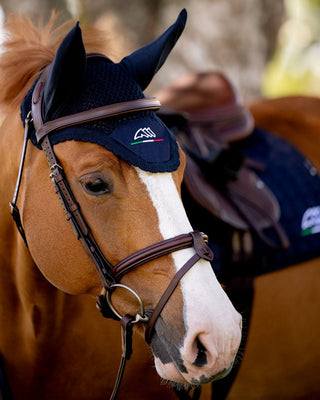 Ensemble tapis de selle et bonnet anti-mouches Equiline Eqflaggy Navy