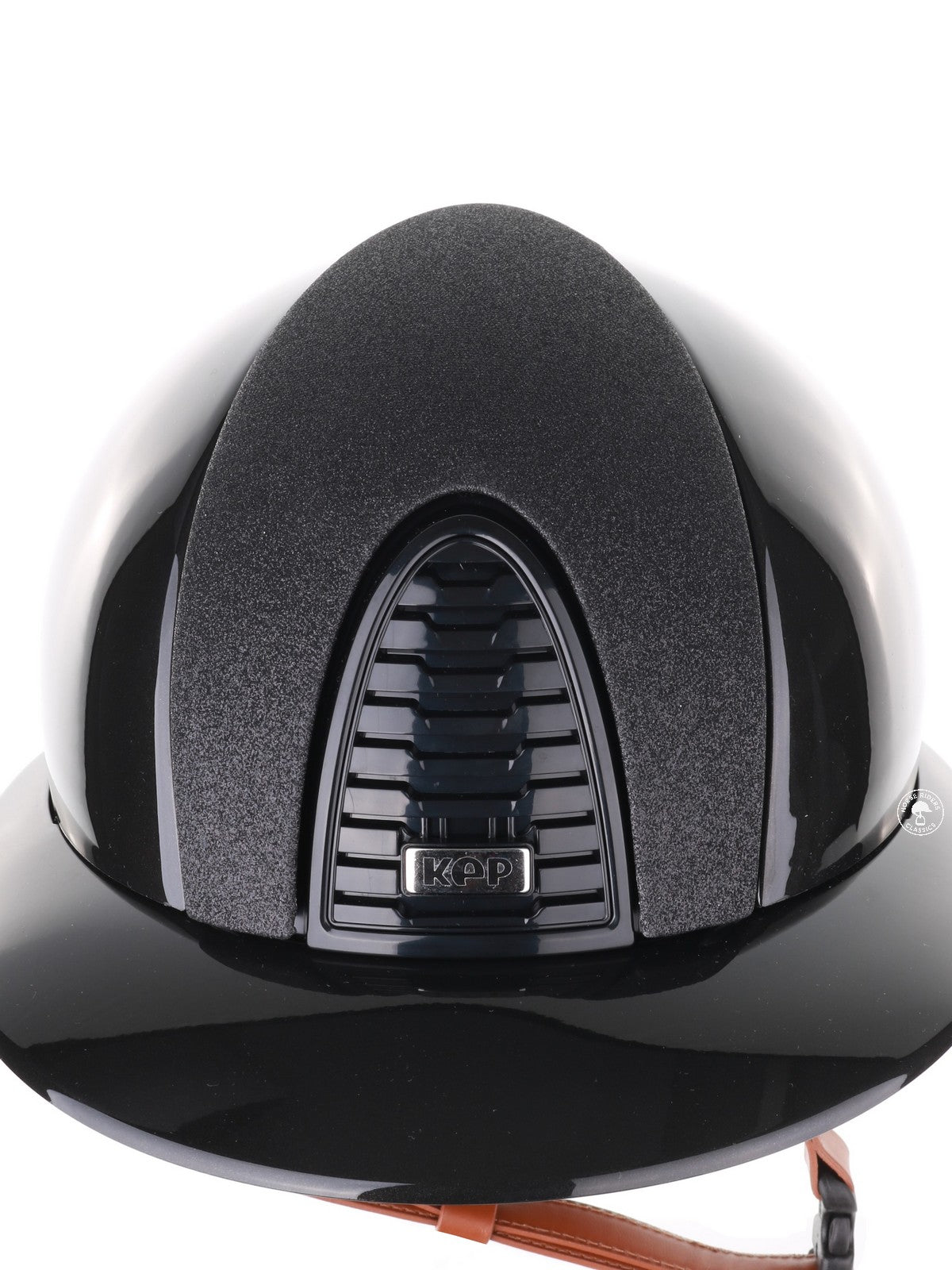 Kep Italia Paardrijhelm Cromo 2.0 Shine Polo Klep Zwart RAW Frame Star Insert Beige Kinband