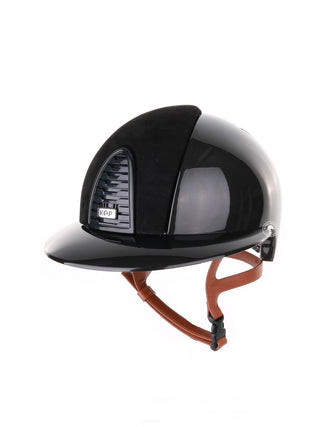 Casque Kep Italia Cromo 2.0 Shine Polo Noir RAW Frame Suede Insert Beige Jugulaire