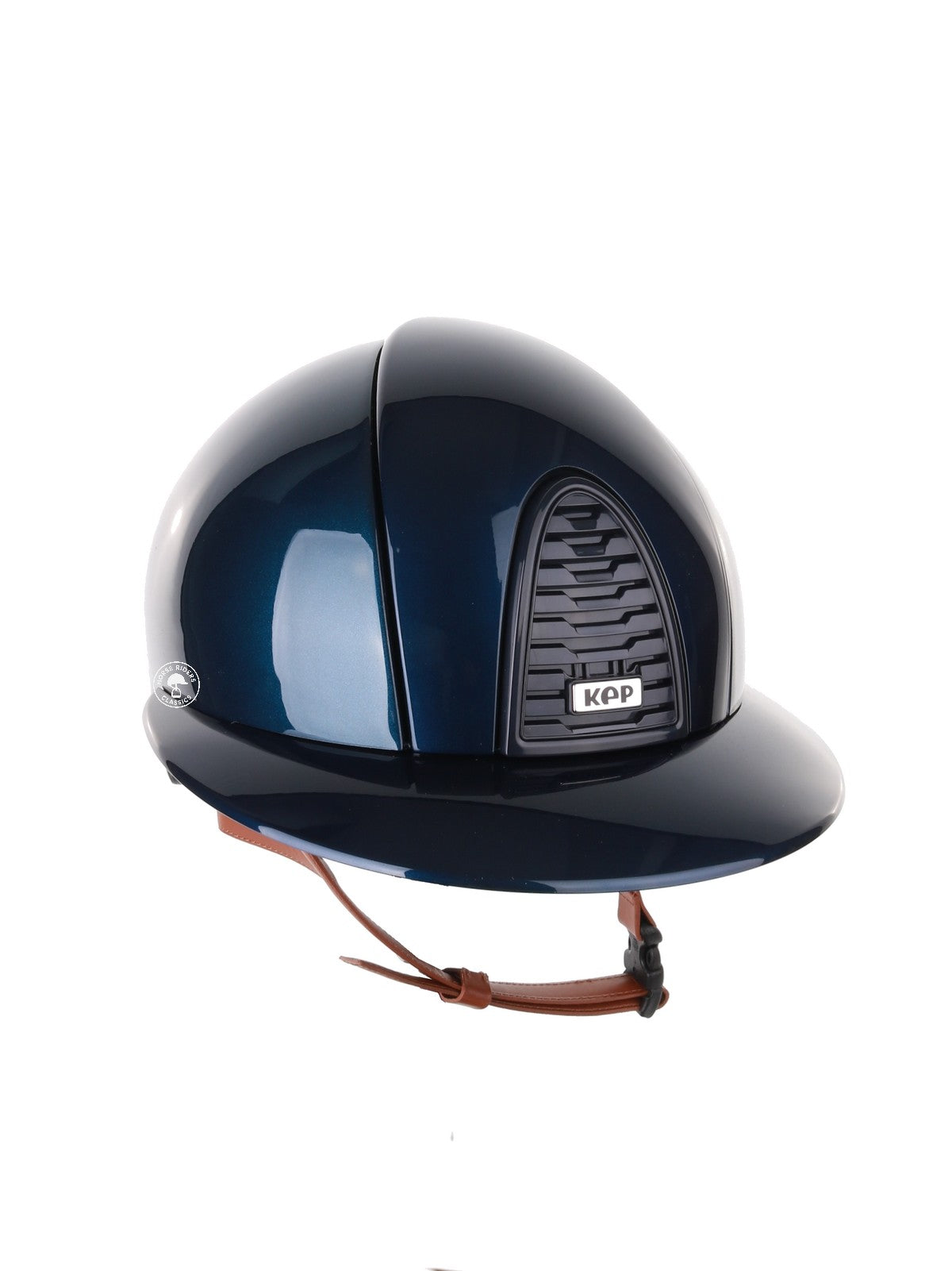 Casque Kep Italia Cromo 2.0 Shine Polo Bleu RAW Frame Beige Jugulaire