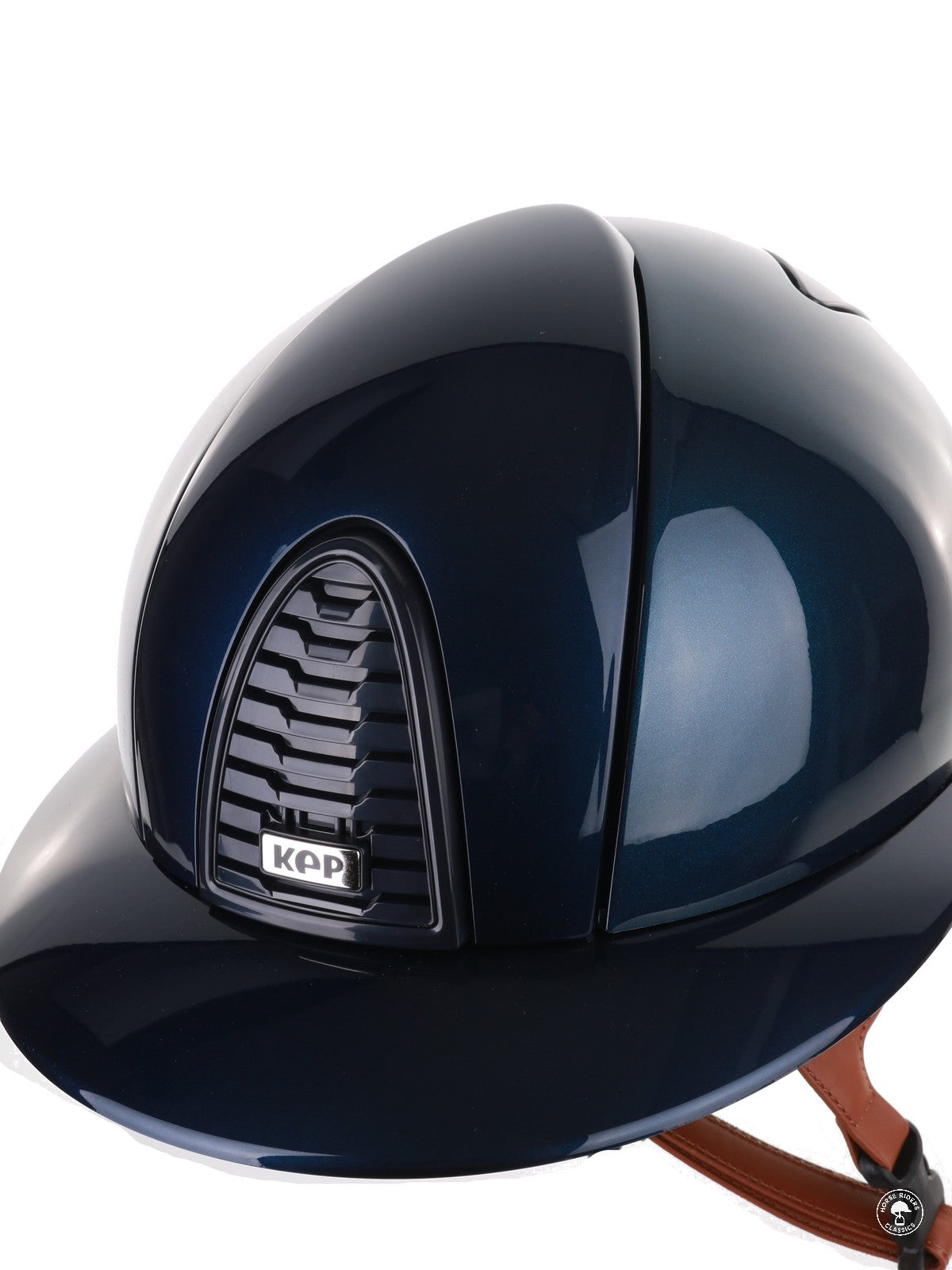 Casque Kep Italia Cromo 2.0 Shine Polo Bleu RAW Frame Beige Jugulaire