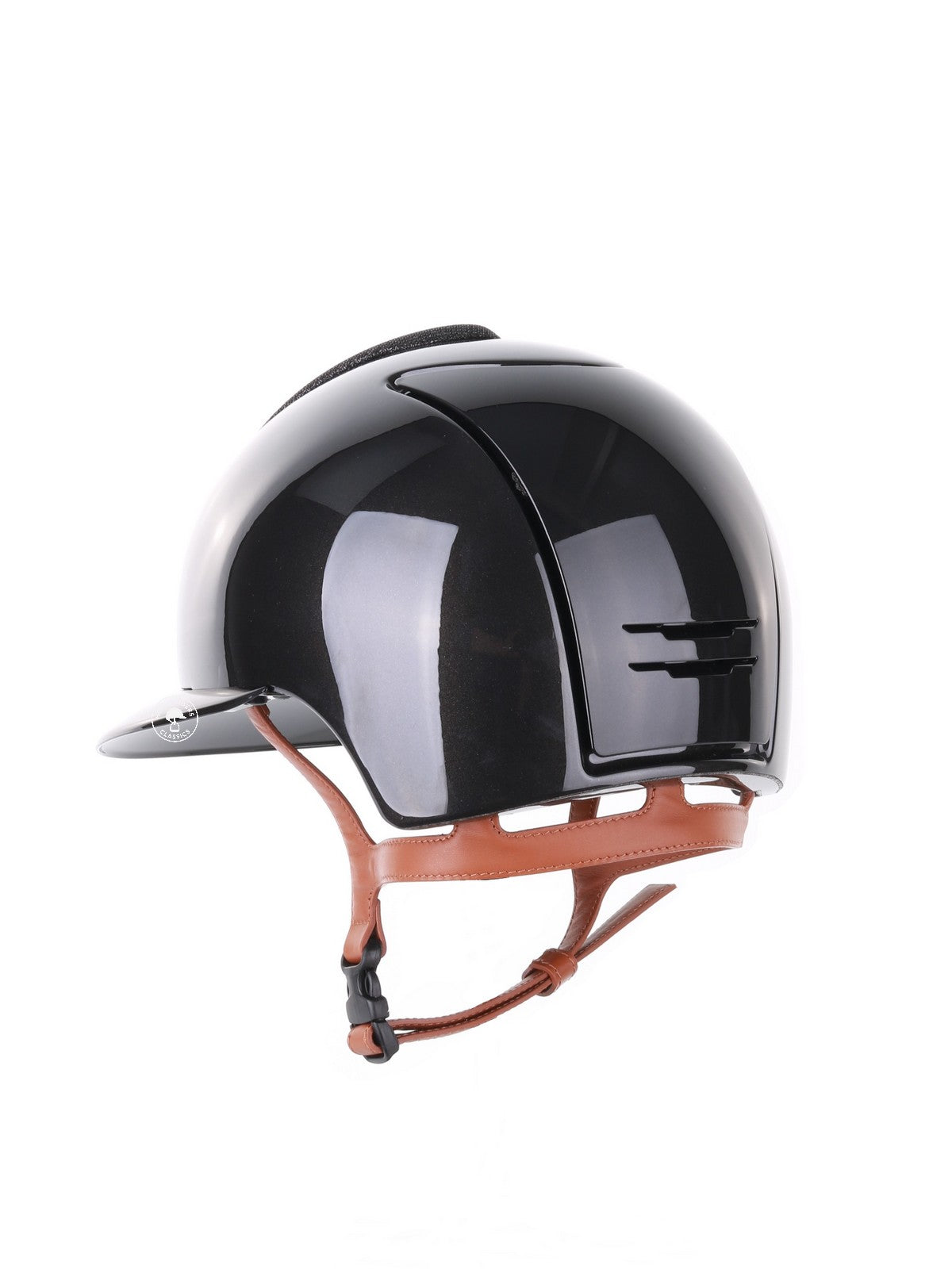 Kep Italia Paardrijhelm Cromo 2.0 Shine Polo Klep Zwart RAW Frame Luminor Insert Beige Kinband