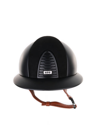 Casque Kep Italia Cromo 2.0 Textile Polo Noir Suede Insert Beige Jugulaire