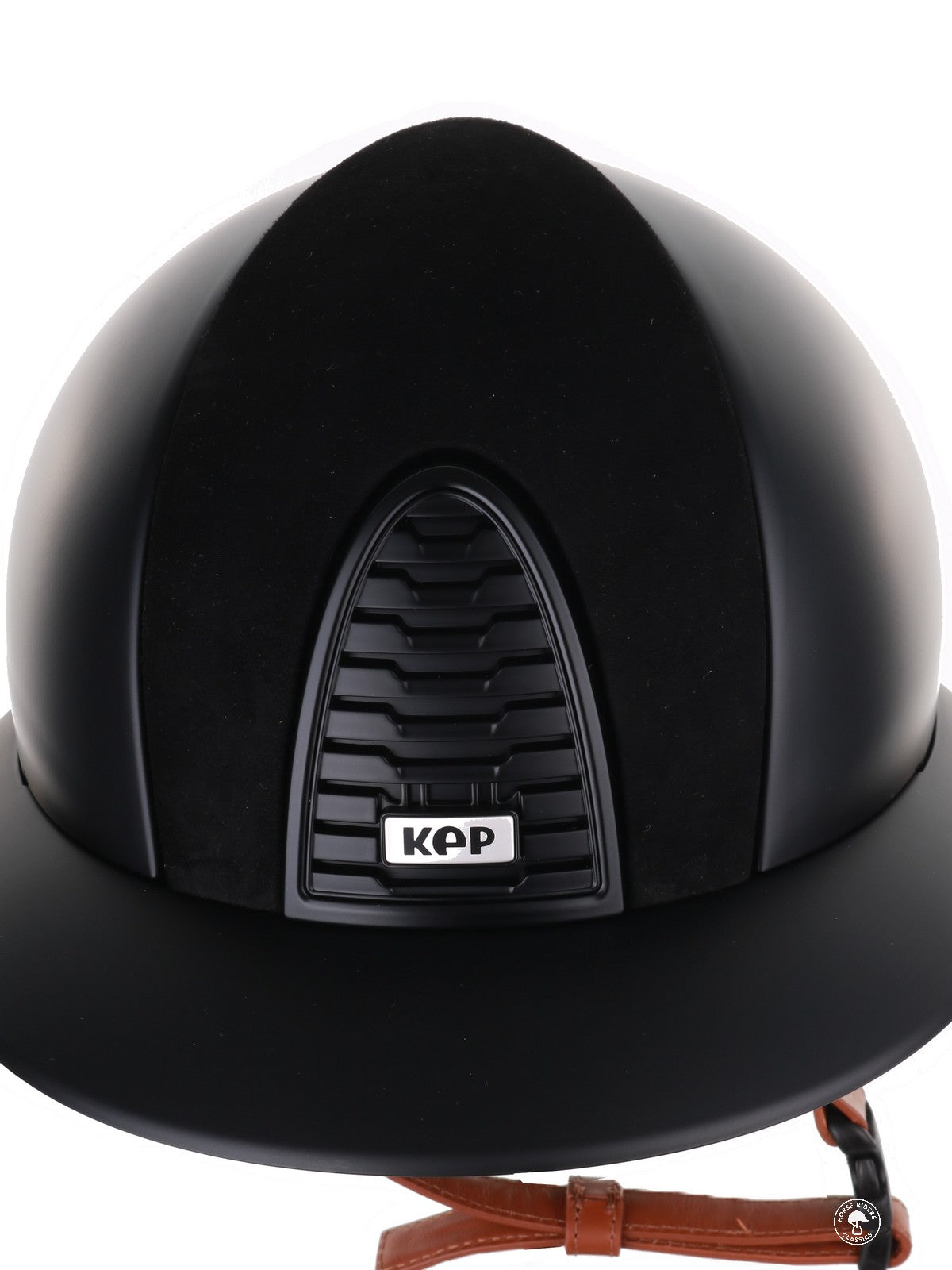 Kep Italia Paardrijhelm Cromo 2.0 Textile Polo Klep Zwart Suede Insert Beige Kinband