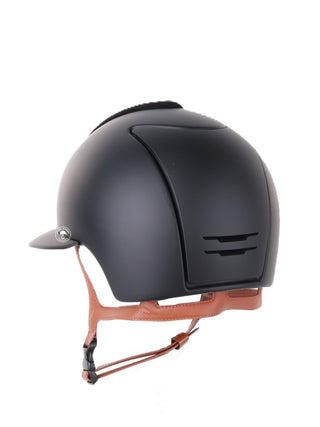 Casque Kep Italia Cromo 2.0 Matt Polo Noir Suede Insert Beige Jugulaire