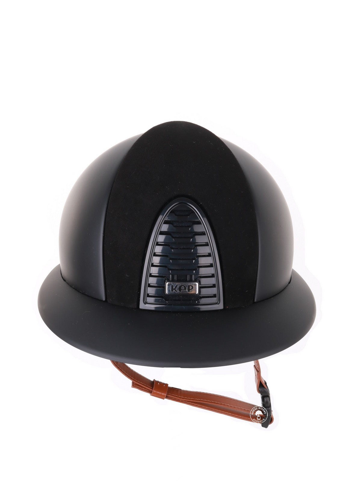 Casque Kep Italia Cromo 2.0 Matt Polo Noir Suede Insert Beige Jugulaire