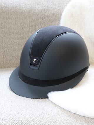 Samshield 2.0 Casque d'équitation Miss Shield Shadowmatt Alcantara Crystal Blazon Noir