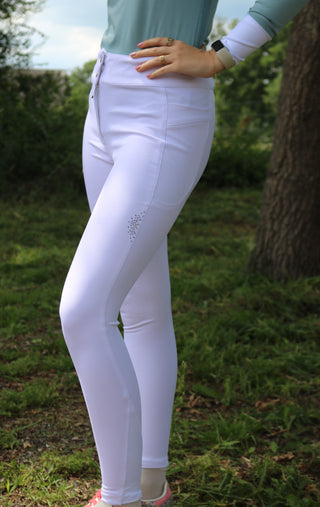 Pantalon d'équitation full grip dames Nicky blanc