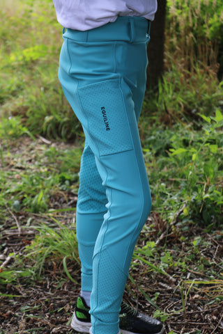 Leggings d'équitation unisexes junior Equiline Full Grip Gingef Aquarelle
