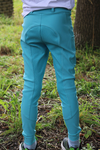 Leggings d'équitation unisexes junior Equiline Full Grip Gingef Aquarelle