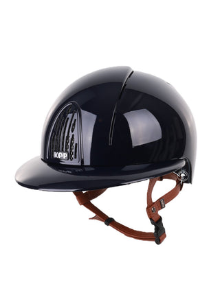 Casque d'équitation Kep Italia Smart Polish Polo Bleu Jugulaire Beige