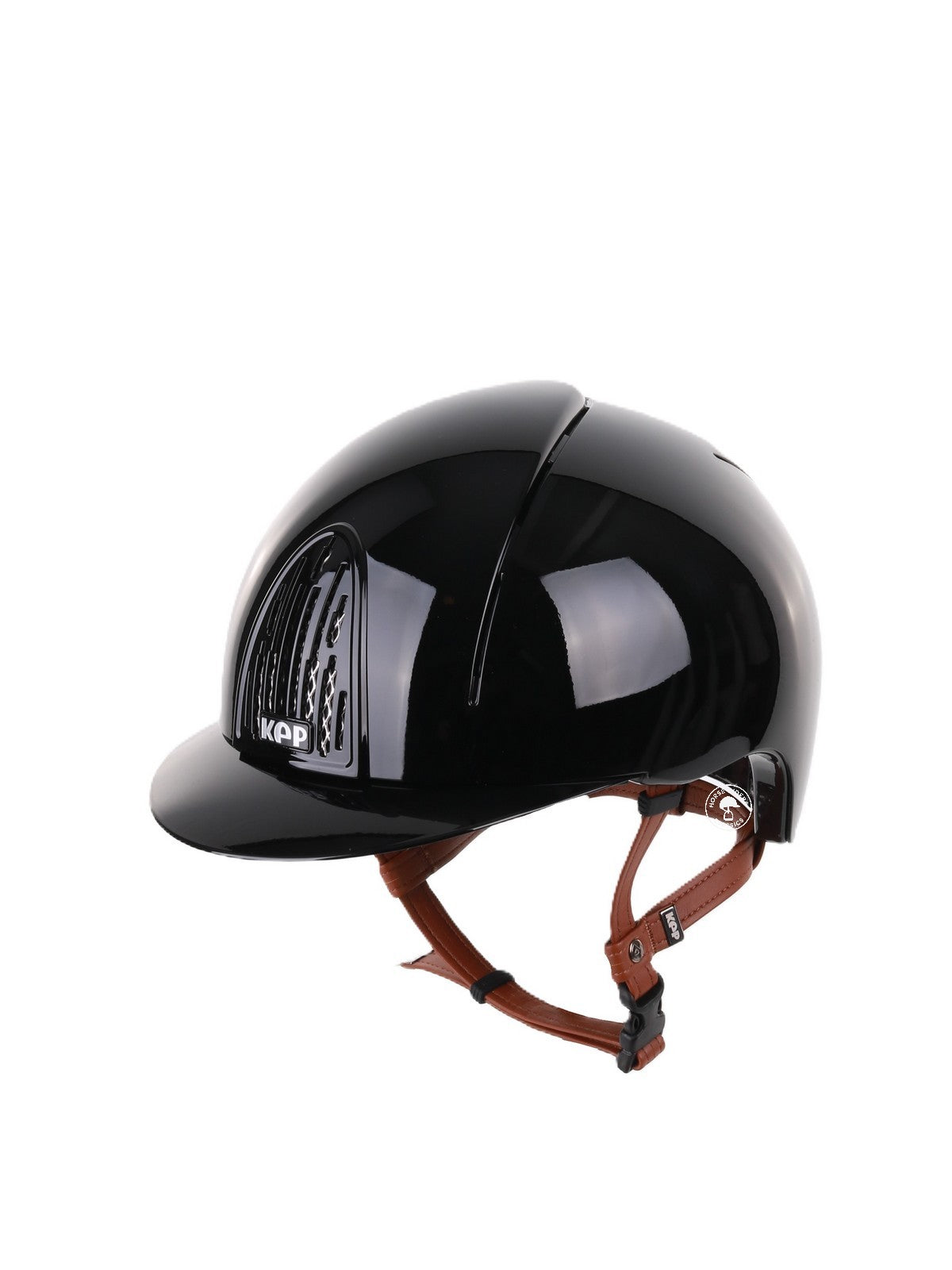 Casque d'équitation Kep Italia Smart Polish Noir Jugulaire Beige