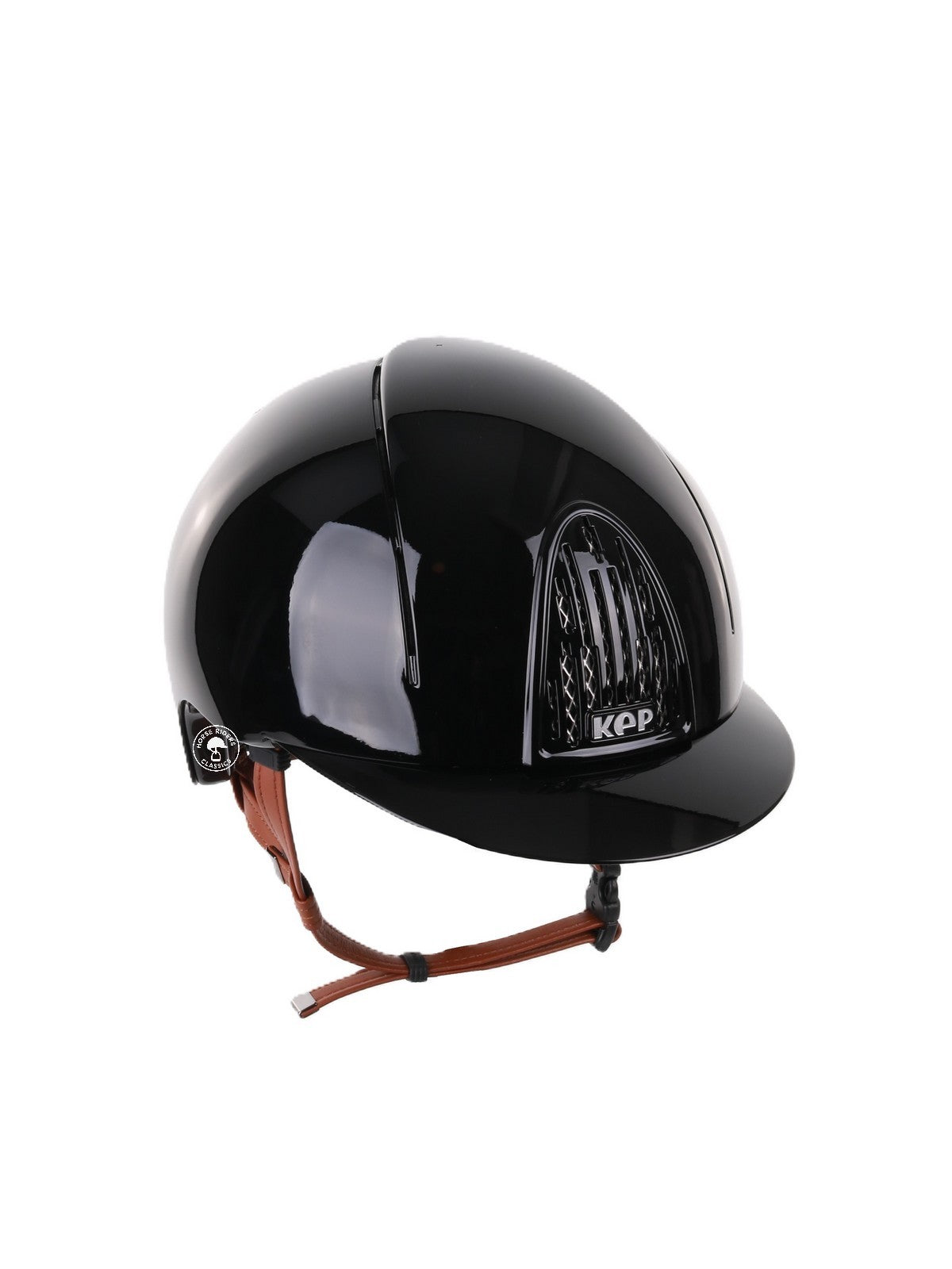 Casque d'équitation Kep Italia Smart Polish Noir Jugulaire Beige