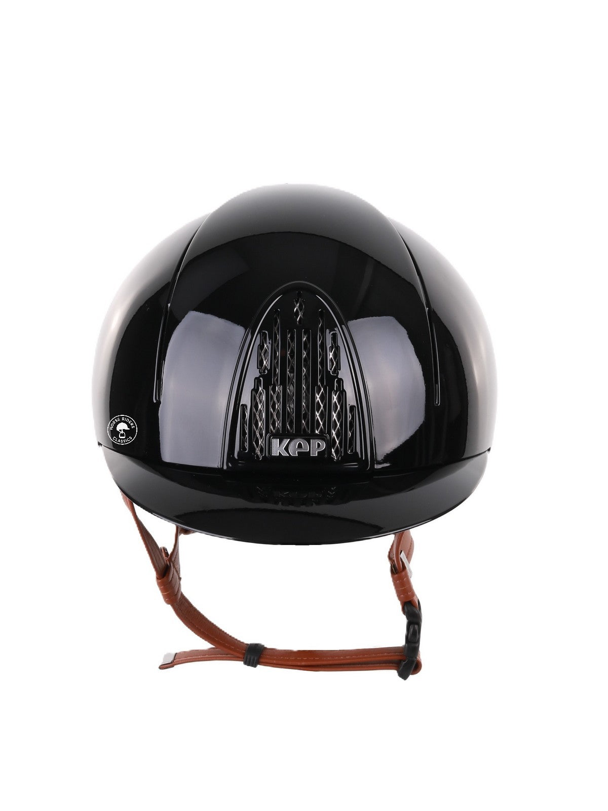 Casque d'équitation Kep Italia Smart Polish Noir Jugulaire Beige