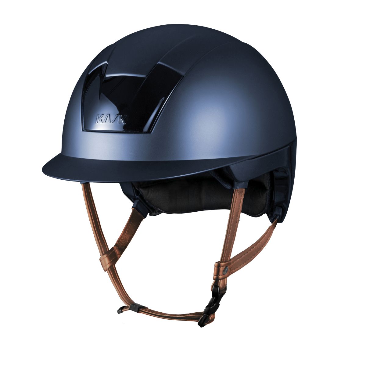 Kask Kooki Mat Marine Jugulaire marron clair