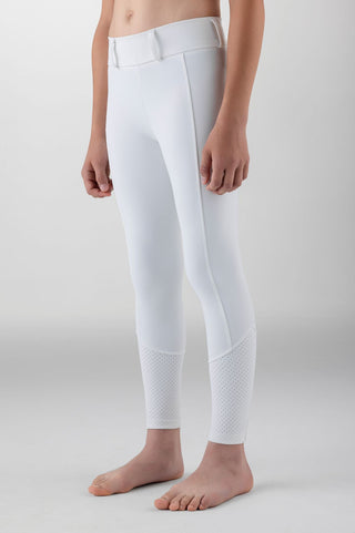 Leggings d'équitation unisexes junior Equiline Full Grip Gingef Blanc