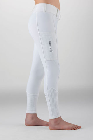 Leggings d'équitation unisexes junior Equiline Full Grip Gingef Blanc