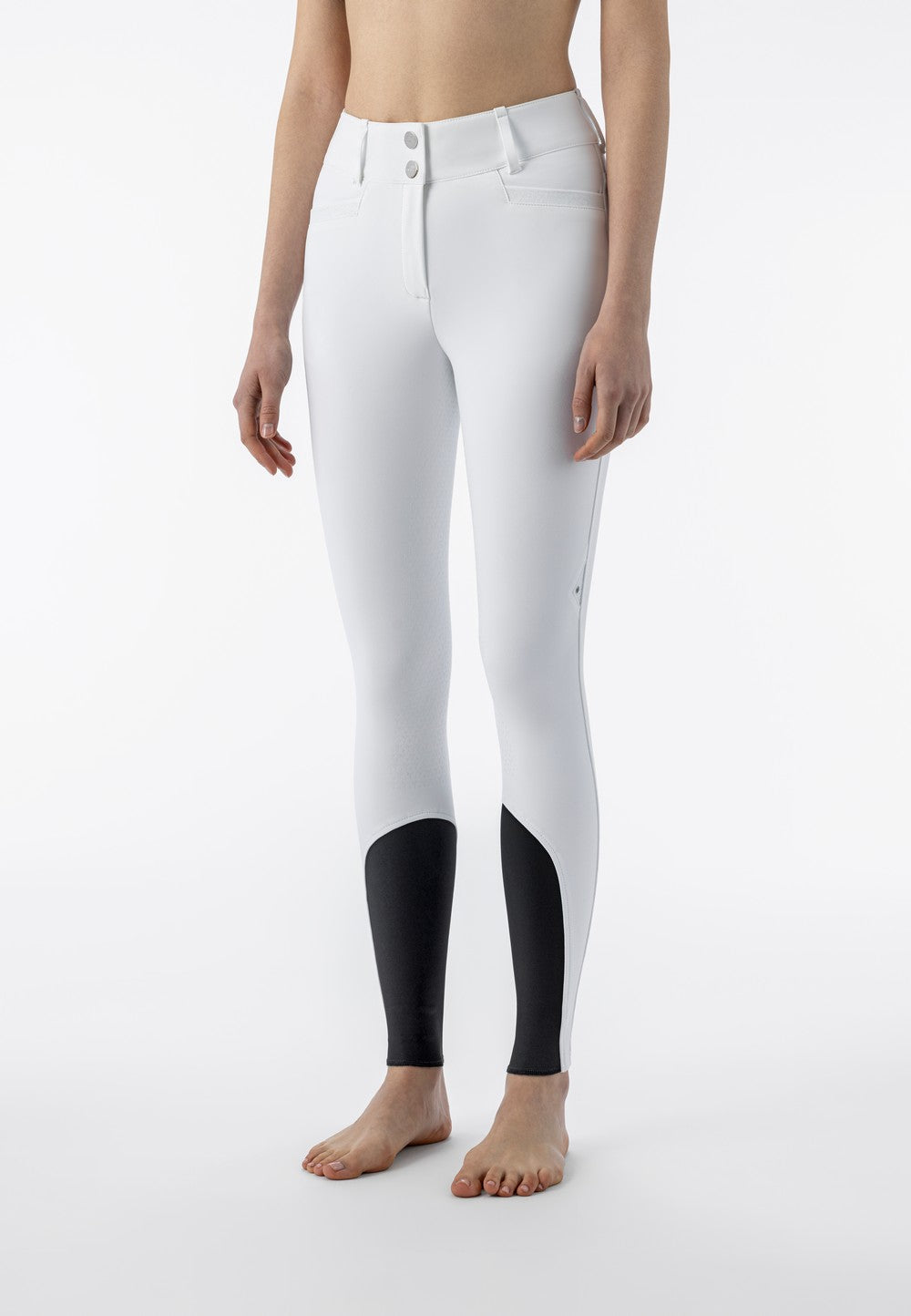 Pantalon d'équitation Equiline femme taille haute grip genoux Crystalek Blanc