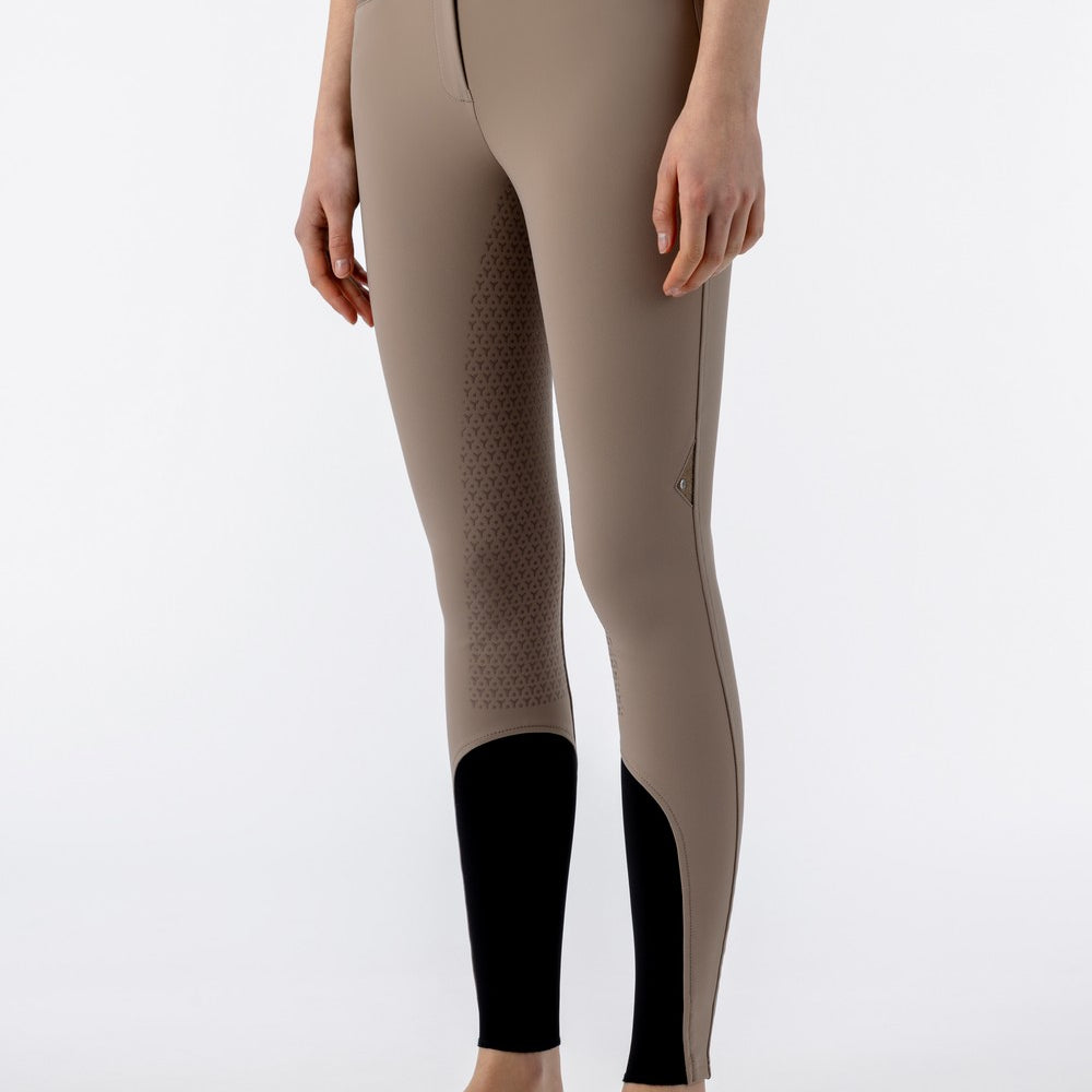 Equiline rijbroek dames knie grip hoge band Crystalek Taupe Taupe