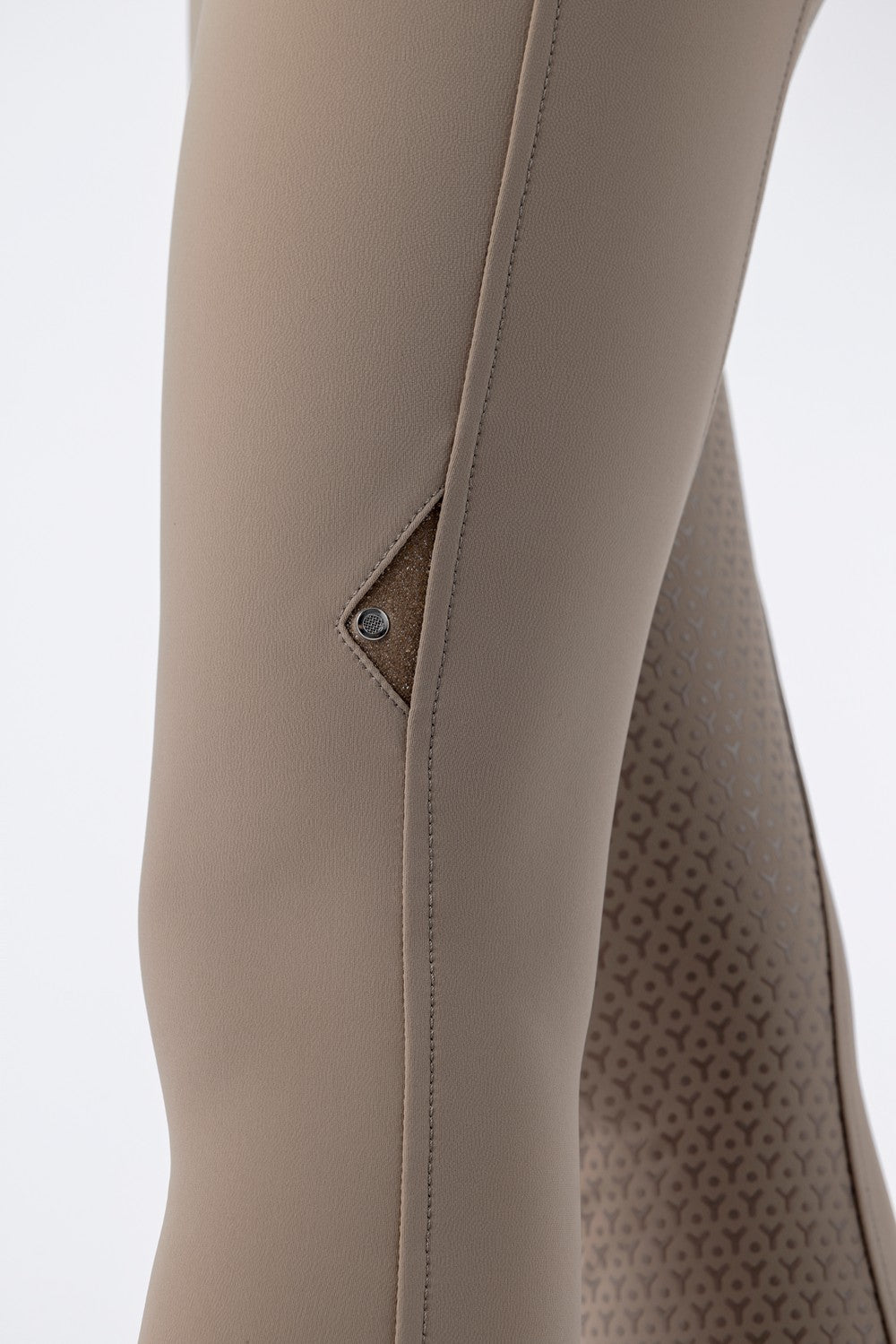 Pantalon d'équitation Equiline femme taille haute grip genoux Crystalek Taupe