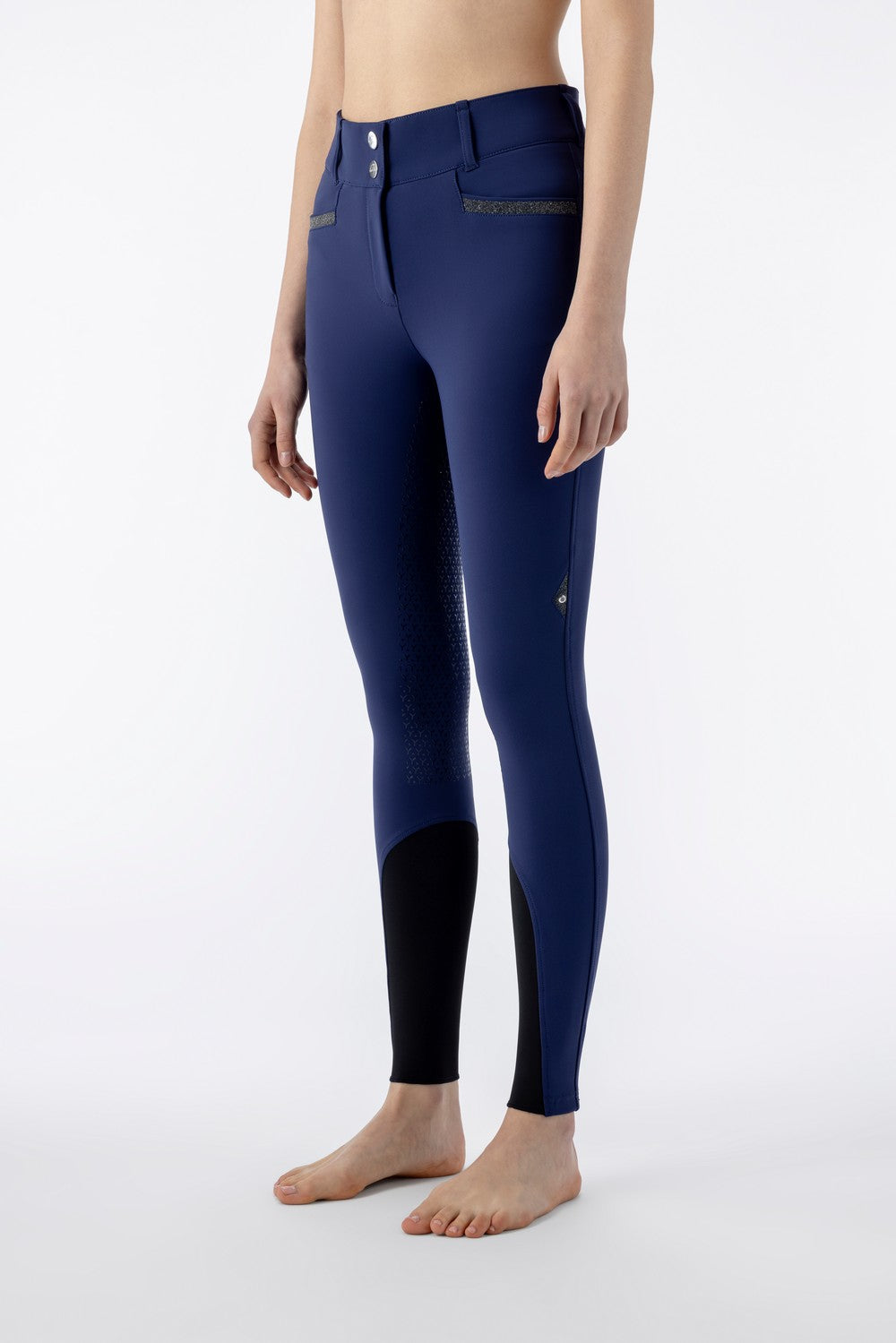 Pantalon d'équitation Equiline femme pleine adhérence taille haute Crystalef Blueberry